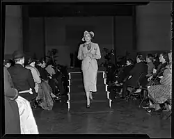 Model in tweed suit