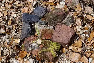 Shale from slag heaps and bricks from old buildings