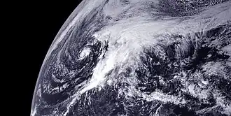 Subtropical Storm Omeka embedded within a larger extratropical system to the west of Hawaii on December&nbsp;19