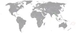 Map indicating locations of Bangladesh and Fiji