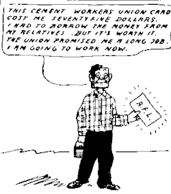 IWW cartoon character Mr. Block, gets an AFL union card