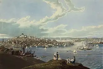 1841 drawing of the city and State&nbsp;House