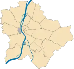 Location of District I in Budapest (shown in grey)