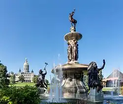 Corning Fountain, with the Connecticut State Capitol behind
