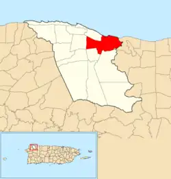 Location of Coto within the municipality of Isabela shown in red