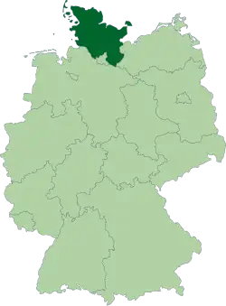 Map of Germany with the location of Schleswig-Holstein highlighted