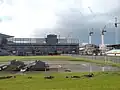 Cranes during the construction of the new South Stand in 2009