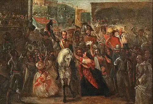 1842 painting by Ignacio Merino, depicting Orbegoso's 1834 entry into Lima during the Peruvian Civil War