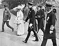 Empress Sadako participating cherry blossom viewing party with her eldest son, Crown Prince Hirohito and Edward, Prince of Wales at Shinjuku Gyo-en in 1922