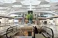 Second floor elevators and luxury shops of Terminal 1