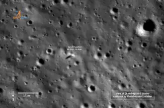 Image of Chandrayaan-3 Lander as captured by OHRC camera aboard Chandrayaan-2 Orbiter