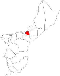 Location of Mongmong-Toto-Maite within the Territory of Guam.