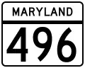 Maryland Route 496 marker