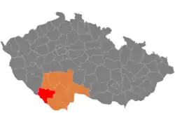 Location in the South Bohemian Region within the Czech Republic