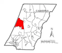 Map of Cambria County, Pennsylvania highlighting Blacklick Township