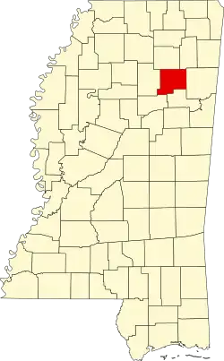 State map highlighting Chickasaw County