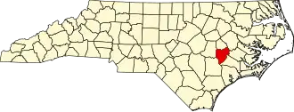 State map highlighting Lenoir County