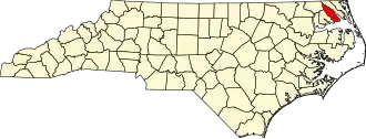 State map highlighting Pasquotank County