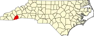 State map highlighting Transylvania County