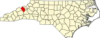 State map highlighting Yancey County