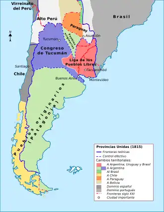 The United Provinces of the Río de la Plata in 1816.
