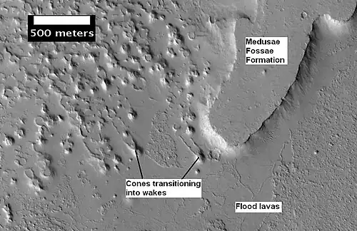 Plateau and rootless cones (HiRISE)
