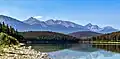 Muhigan Mountain (center) from Patricia Lake, with Roche Noire to right.