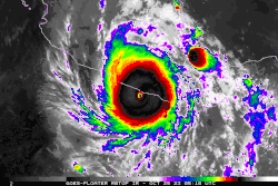 An animation of Hurricane Otis making landfall near Acapulco on October 25, 2024.