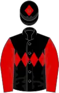 Black, red triple diamond, sleeves and diamond on cap