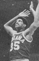 Photo of Roger Brown jumping up while with the Indiana Pacers some time in 1970.