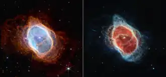 Southern Ring Nebula (NGC 3132; Left: NIRCam; Right: MIRI)