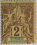 French postage stamp from 1892 for the colony of Sainte Marie de Madagascar