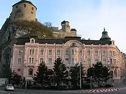 Trenčin Castle above the Hotel Tatra (Elisabeth)