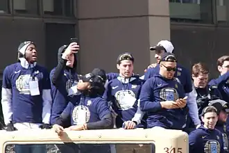 Eric Paschall, Donte DiVincenzo, Omari Spellman, Collin Gillespie, and Jalen Brunson