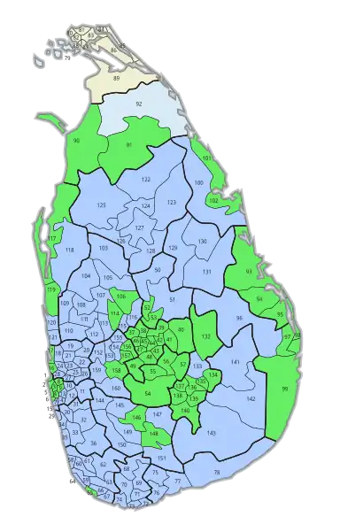 Majorities according to polling divisions