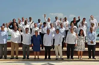 President Felipe Calderón and President Álvaro Uribe in Cancún; 2010.