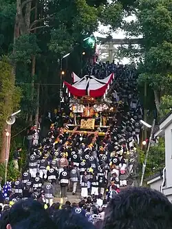 View of Ōmiya Hachiman Shrine's Autumn Festival, a famous event in Miki City