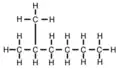 Skeletal formula of 2-methylhexane