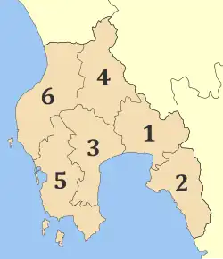Municipalities (dimi) of Messenia, 2010:
# Kalamata
# Mani
# Messini
# Oichalia
# Pylos-Nestoras
# Trifylia