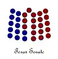 ساختار سیاسی سنای تگزاس (آبی: دموکرات، قرمز: جمهوریخواه)