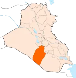 جایگاه استان نجف در نقشهٔ عراق