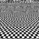 An aliased picture of a checkerboard from an angle looks random in the distance, and has jagged lines in the foreground.