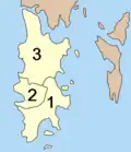 Map of Amphoe, or the three districts of Phuket