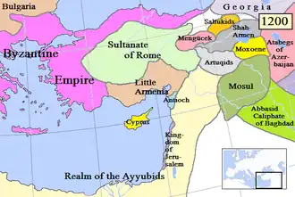 Map of Anatolia (grey) and surrounding in AD 1200