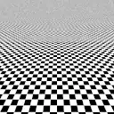 The same picture, anti-aliased, blurs into a gray in the distance, and has smoother lines in the foreground.