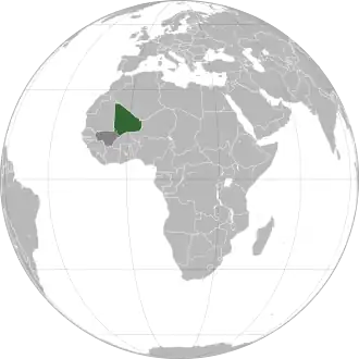 Projection of Azawad به رنگ سبز و southern مالی به رنگ خاکستری تیره