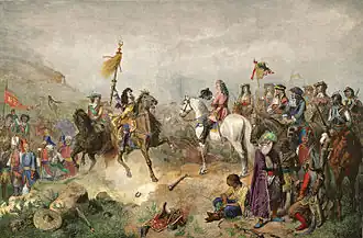 پرتره‌ای از نبرد دوم موهاچ، سال ۱۶۸۷ که محمد چهارم برابر دودمان هابسبورگ   شکست خورد.