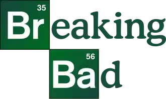 A green montage with the name "Breaking Bad" written on it—the "Br" in "Breaking" and the "Bre denoted by the chemical symbols for برم and باریم