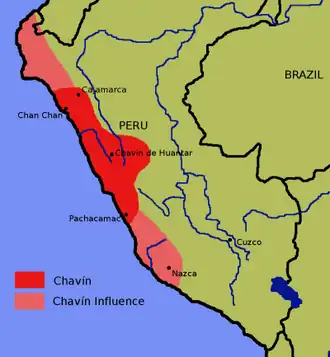 The area of the Chavín, as well as areas the Chavín influenced.
