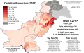 Christian proportion of each Pakistani District of each Pakistani District as of the 2017 Pakistan Census